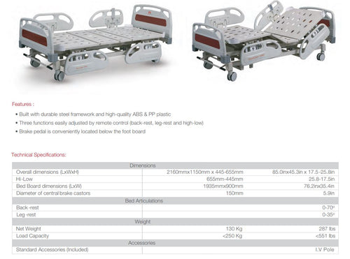 3-Function Electric Bed