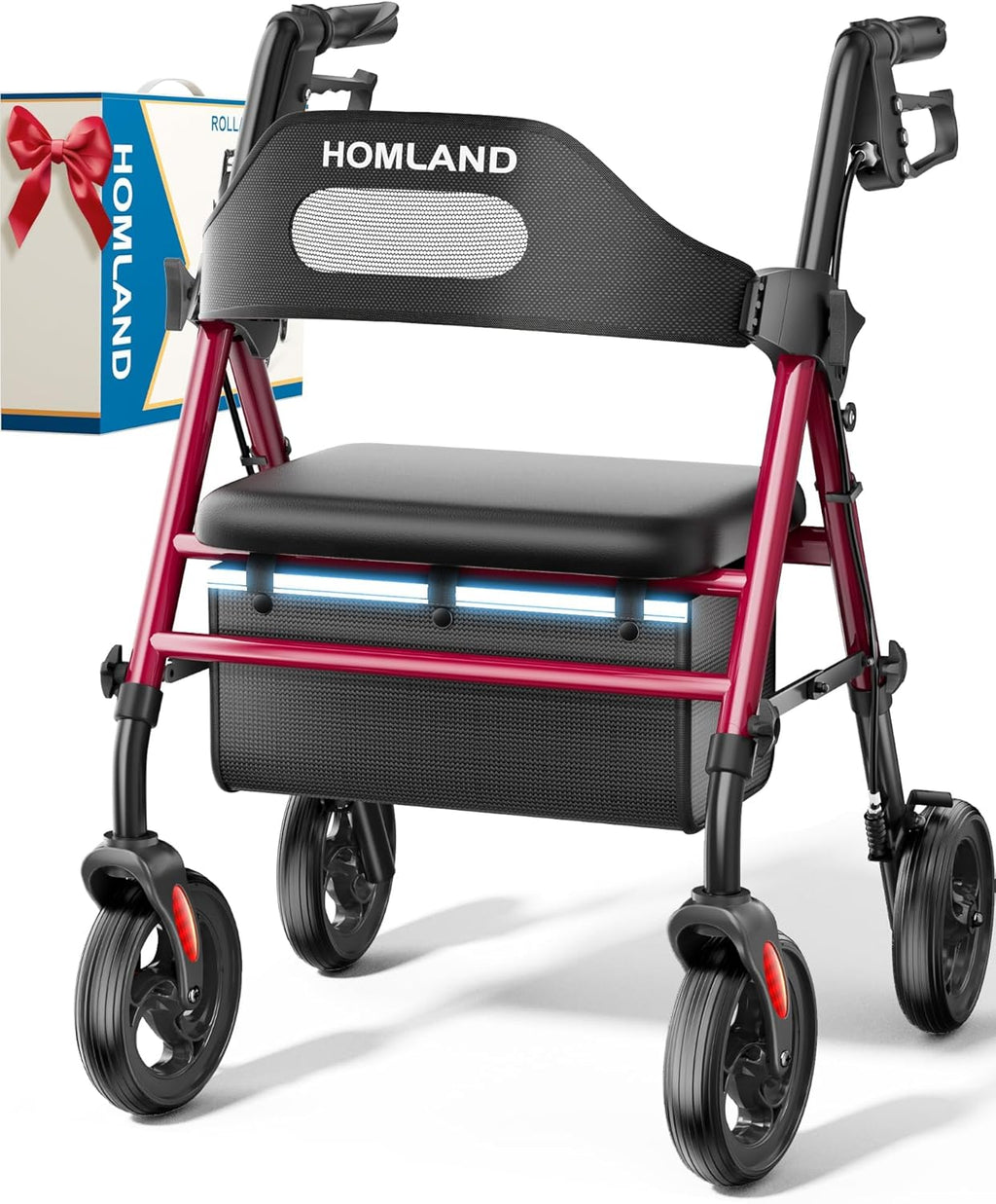 HOMLAND Foldable Rollator Walkers with Seat for Seniors