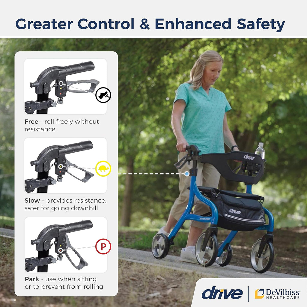 Drive Medical Nitro Sprint Foldable Rollator Walker with Seat