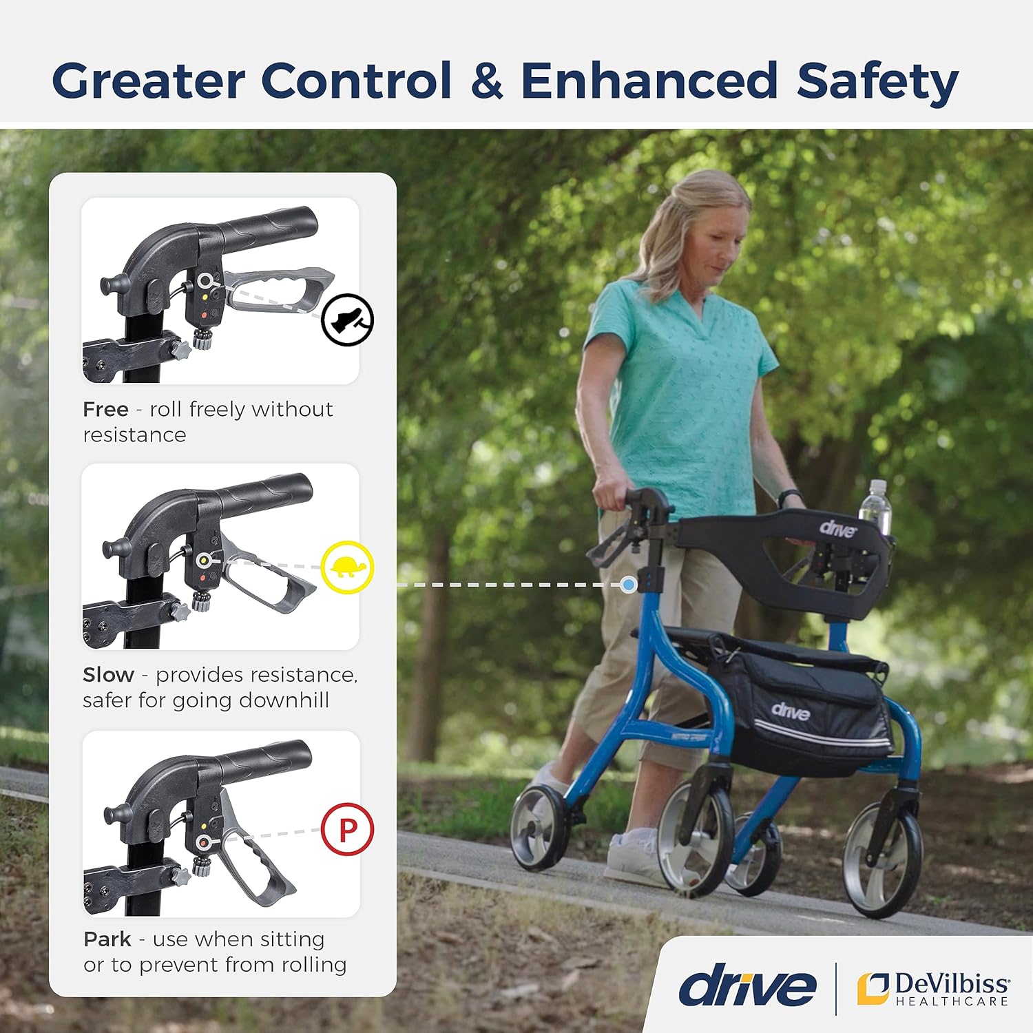 Drive Medical Nitro Sprint Foldable Rollator Walker with Seat