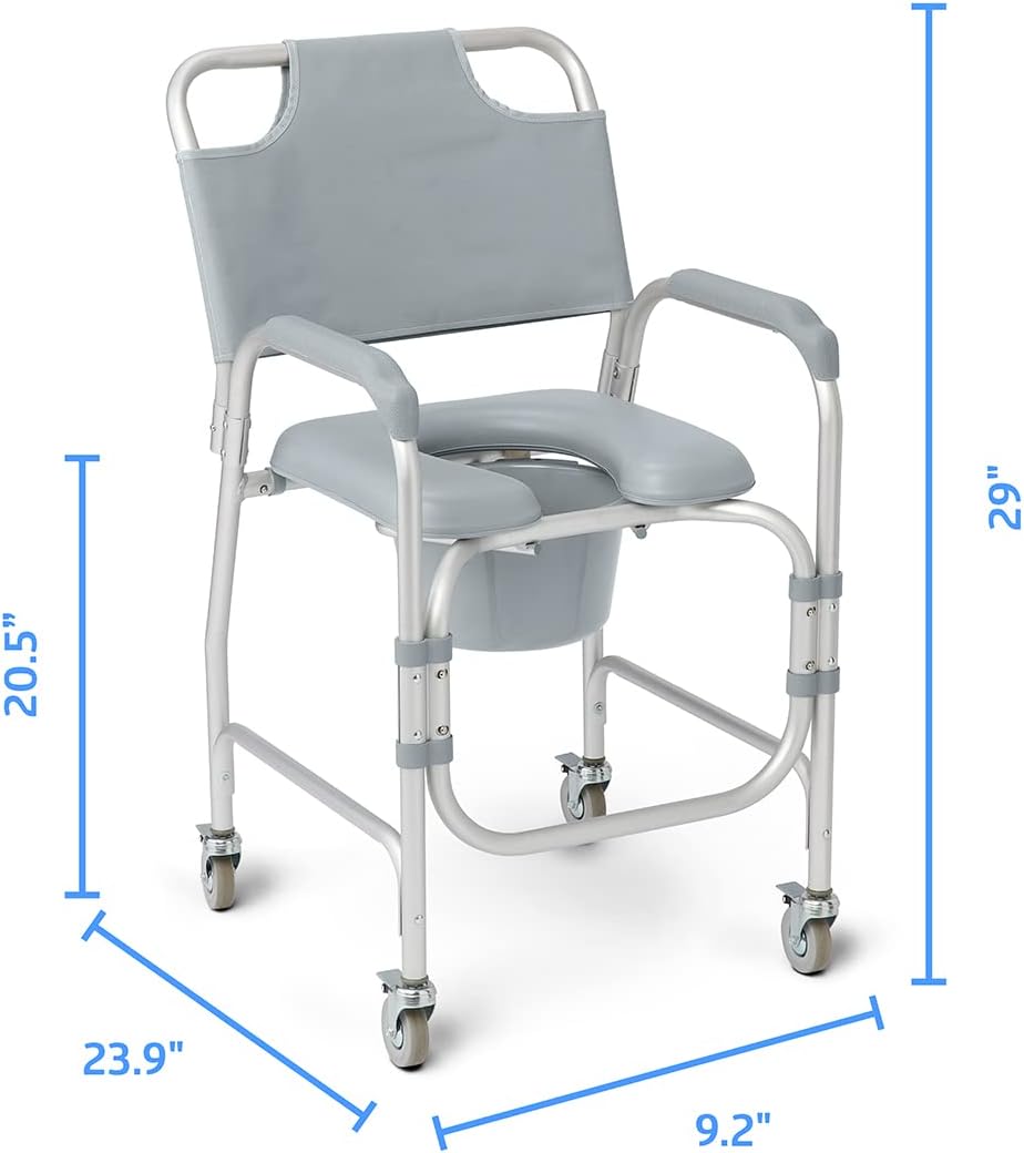 Medline Aluminum Padded Shower Chair Commode